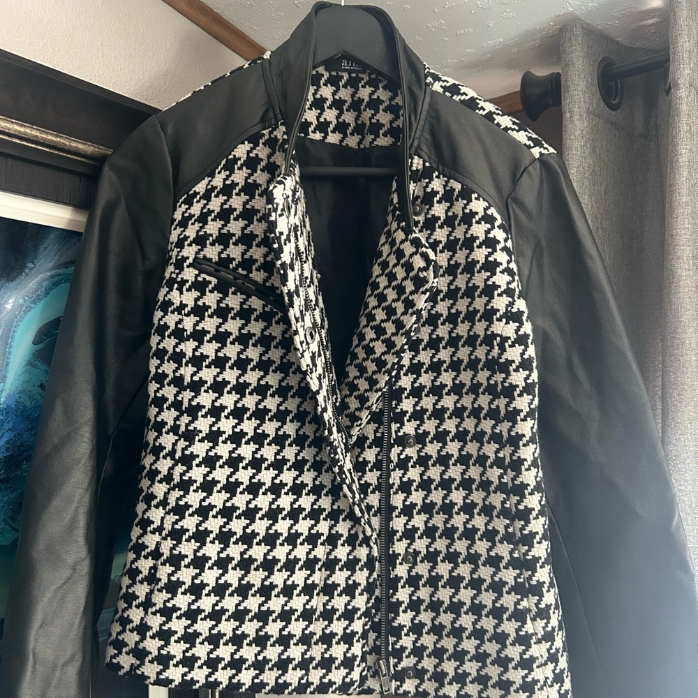 A.N.A Faux leather & Tweed Dress Jacket